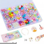 Aster Bibivisa DIY Beads Set600+pcs for Kids Craft Toys Jewelry Making Kits DIY Bracelets Necklaces Pearls Beads 24 Shapes of Kitty Bows Flowers Gift for Girls 4 Years up Princess Style Box  B07MJ75BD4